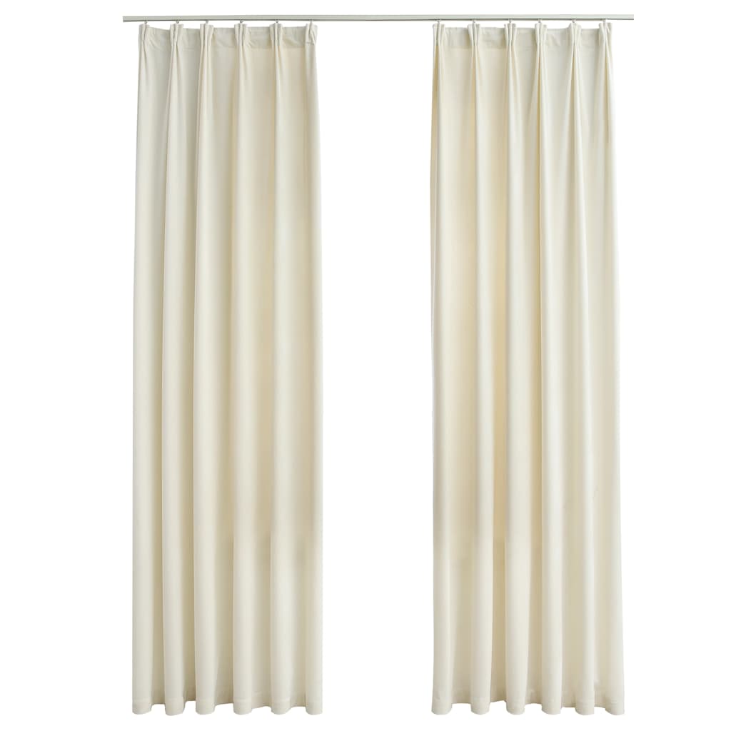 Tende Oscuranti con Ganci 2 pz Crema in Velluto 140x245 cm