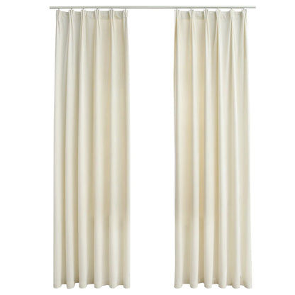 Tende Oscuranti con Ganci 2 pz Crema in Velluto 140x245 cm