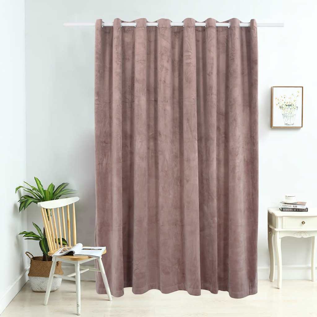 Tenda Oscurante Anelli in Metallo Velluto Rosa Antico 290x245cm