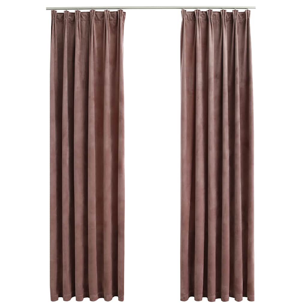 Tende Oscuranti con Ganci 2 pz Rosa Antico in Velluto 140x245cm