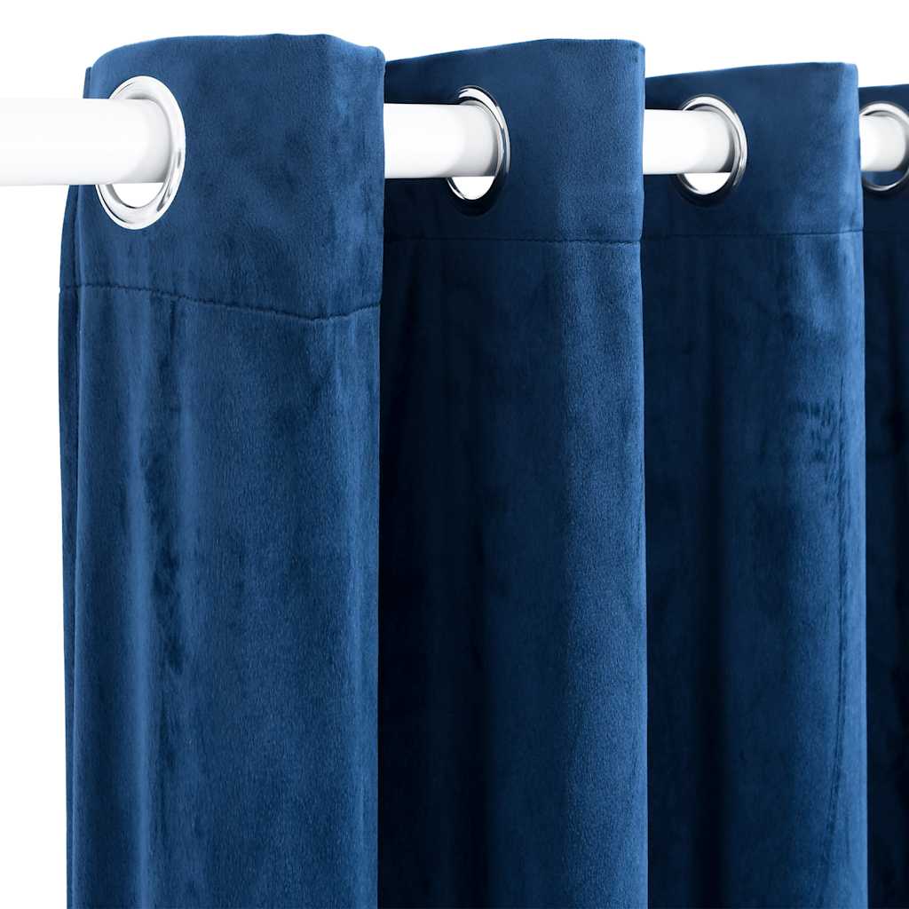 Tenda Oscurante Anelli in Metallo Velluto Blu Scuro 290x245 cm