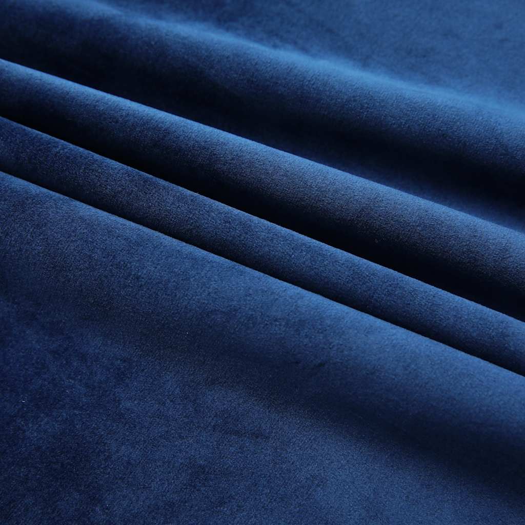 Tende Oscuranti con Ganci 2 pz Blu Scuro in Velluto 140x225 cm