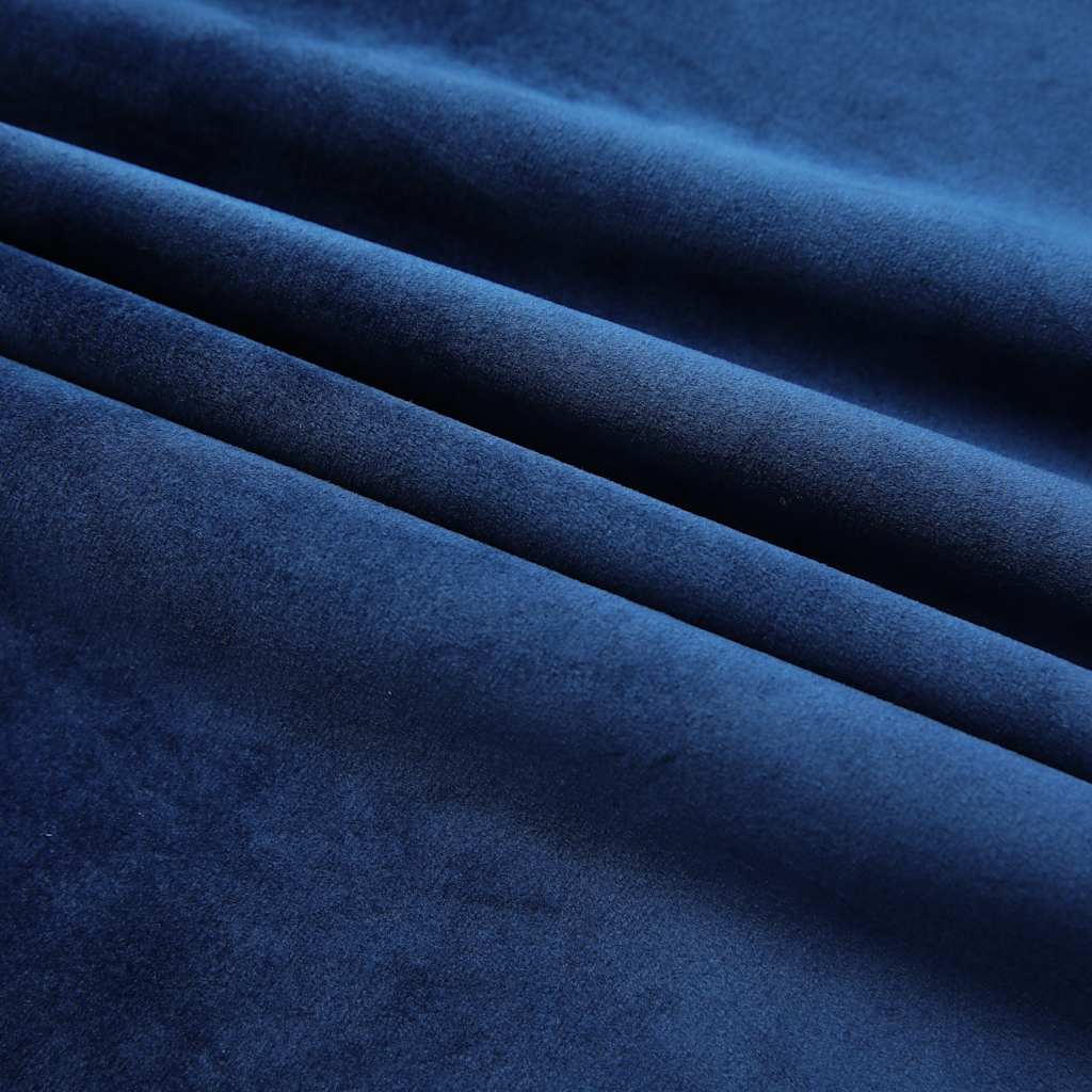 Tende Oscuranti con Ganci 2 pz Blu Scuro in Velluto 140x245 cm