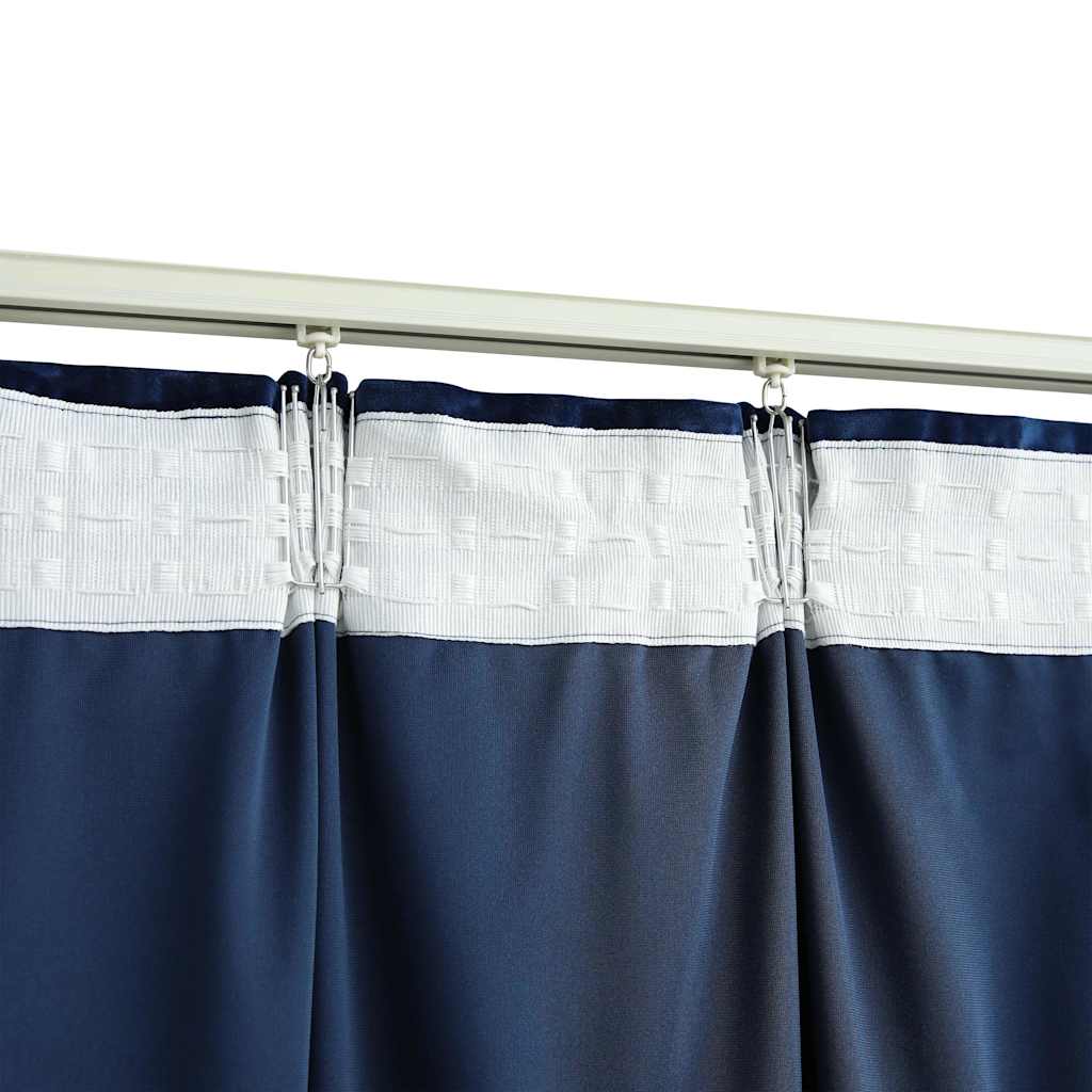 Tende Oscuranti con Ganci 2 pz Blu Scuro in Velluto 140x245 cm