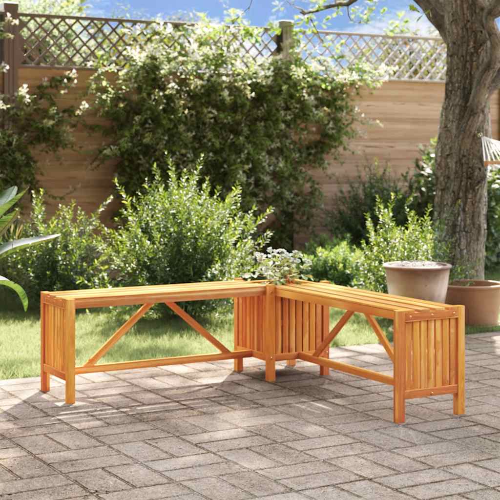 Panca Giardino Angolare e Fioriera 117x117x40cm Massello Acacia