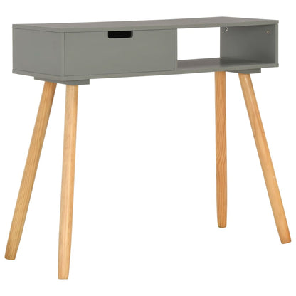 Tavolo Consolle Grigio 80x30x72 cm in Legno Massello di Pino