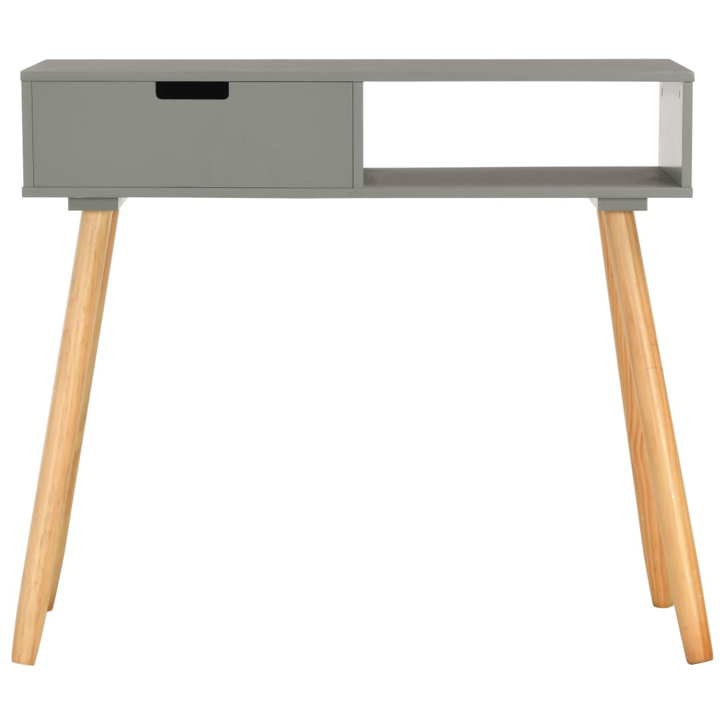 Tavolo Consolle Grigio 80x30x72 cm in Legno Massello di Pino