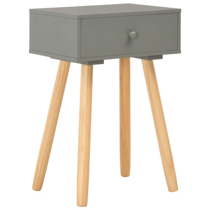 Comodini 2 pz Grigi in Legno Massello di Pino