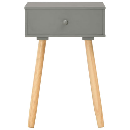 Comodini 2 pz Grigi in Legno Massello di Pino