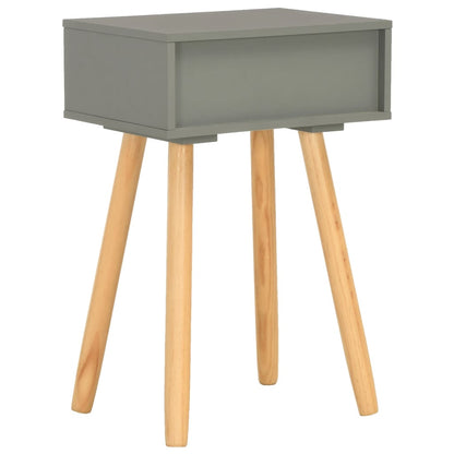 Comodini 2 pz Grigi in Legno Massello di Pino