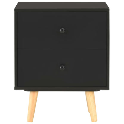 Comodini 2 pz Neri 40x30x50 cm Legno Massello di Pino