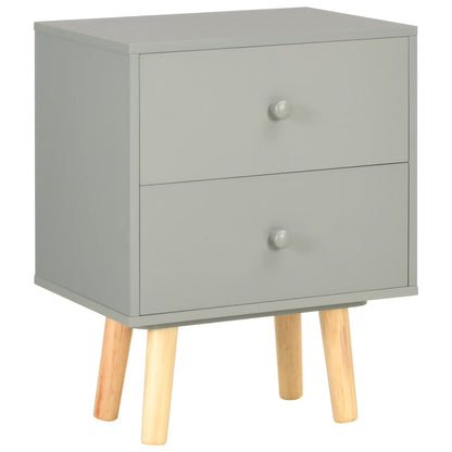 Comodini 2 pz Grigi 40x30x50 cm Legno Massello di Pino