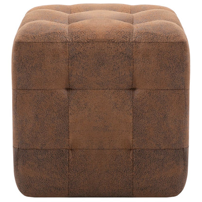 Pouf 2 pz Marrone 30x30x30 cm in Similpelle Scamosciata