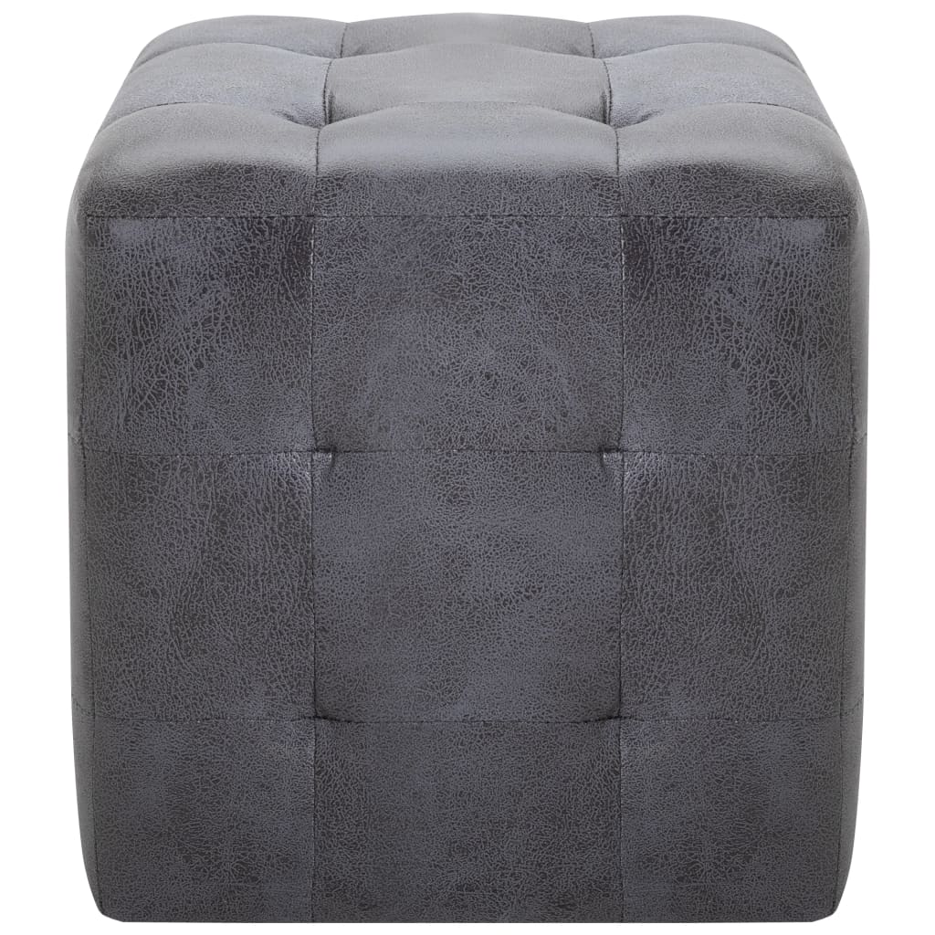 Pouf 2 pz Grigio 30x30x30 cm in Similpelle Scamosciata