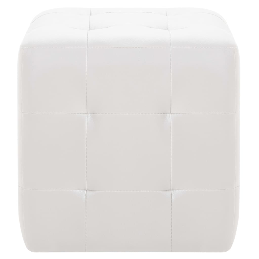 Pouf 2 pz Bianco 30x30x30 cm in Similpelle