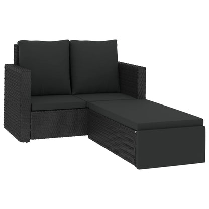 Set Divani da Giardino 2 pz con Cuscini in Polyrattan Nero