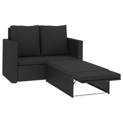Set Divani da Giardino 2 pz con Cuscini in Polyrattan Nero