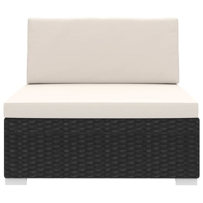 Seduta Centrale Modulare 1 pz con Cuscini in Polyrattan Nero