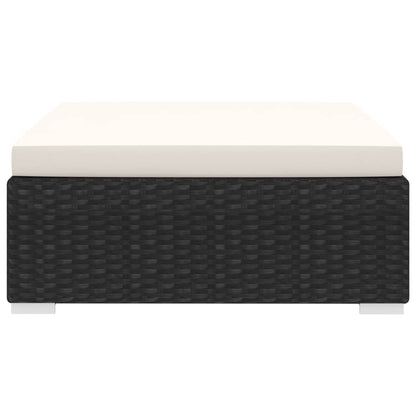 Poggiapiedi Modulare 1 pz con Cuscino in Polyrattan Nero