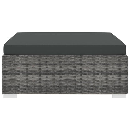 Poggiapiedi Modulare 1 pz con Cuscino in Polyrattan Grigio