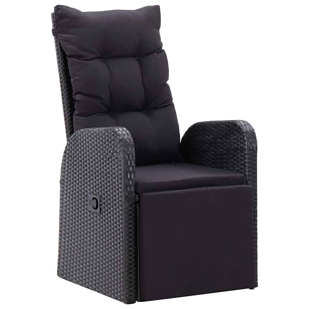 Set da pranzo per esterni con cuscino 11 pcs Nero Poly Rattan