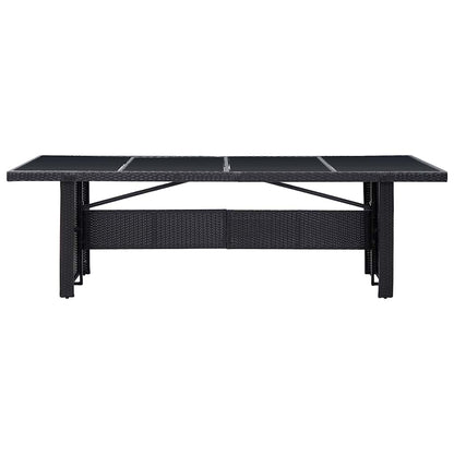 Set da pranzo per esterni con cuscino 11 pcs Nero Poly Rattan