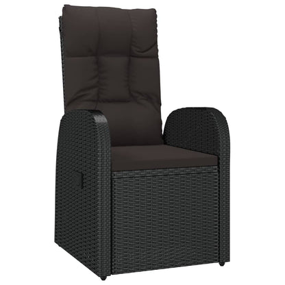 Sedie da Giardino Reclinabili 2 pz con Cuscini Polyrattan Nero
