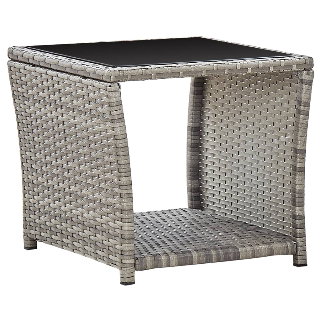 Tavolino da CaffÃ¨ Grigio 45x45x40 cm in Polyrattan e Vetro