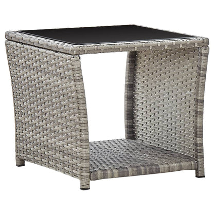 Tavolino da CaffÃ¨ Grigio 45x45x40 cm in Polyrattan e Vetro