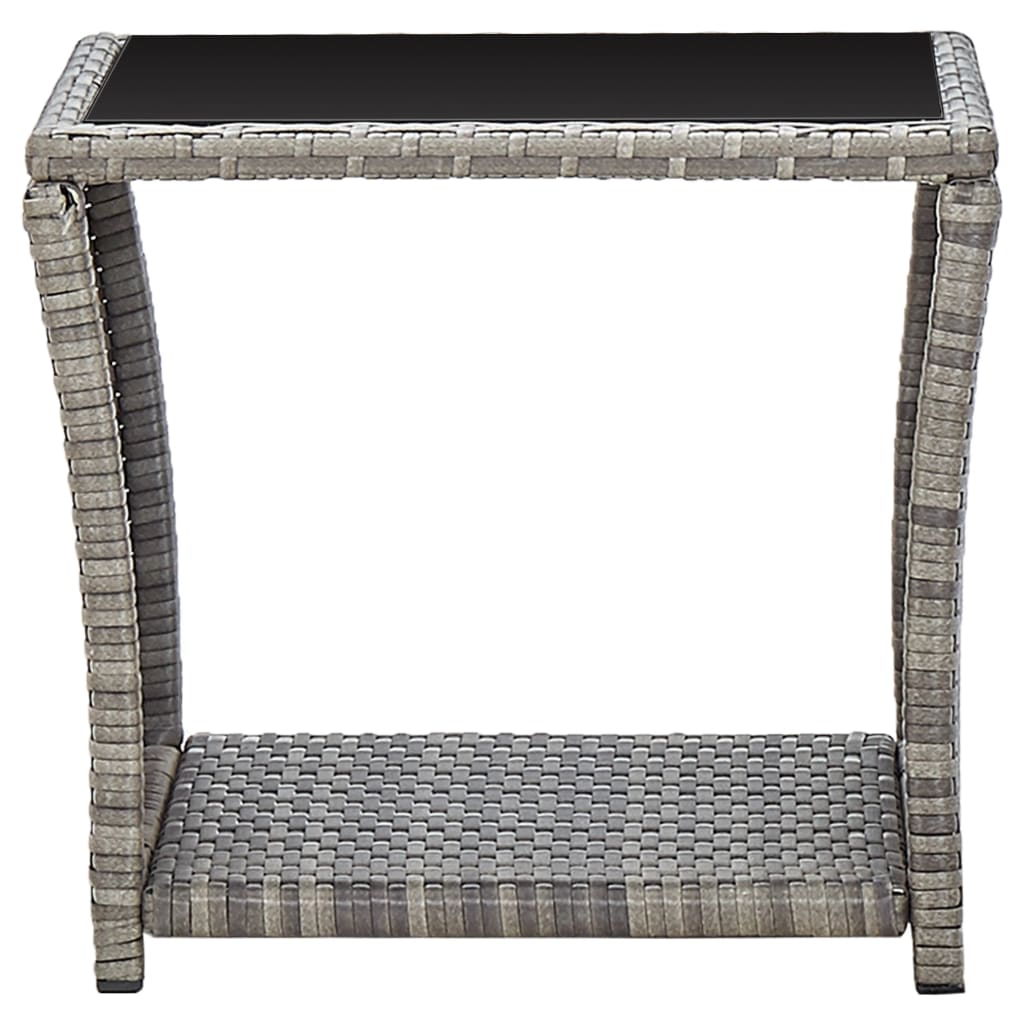 Tavolino da CaffÃ¨ Grigio 45x45x40 cm in Polyrattan e Vetro