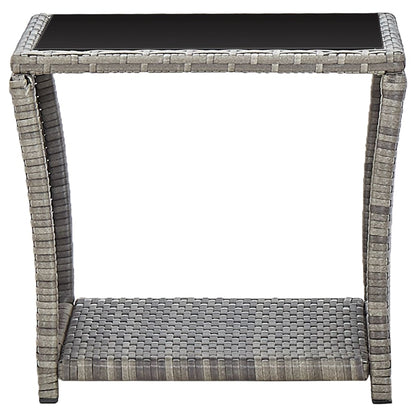 Tavolino da CaffÃ¨ Grigio 45x45x40 cm in Polyrattan e Vetro