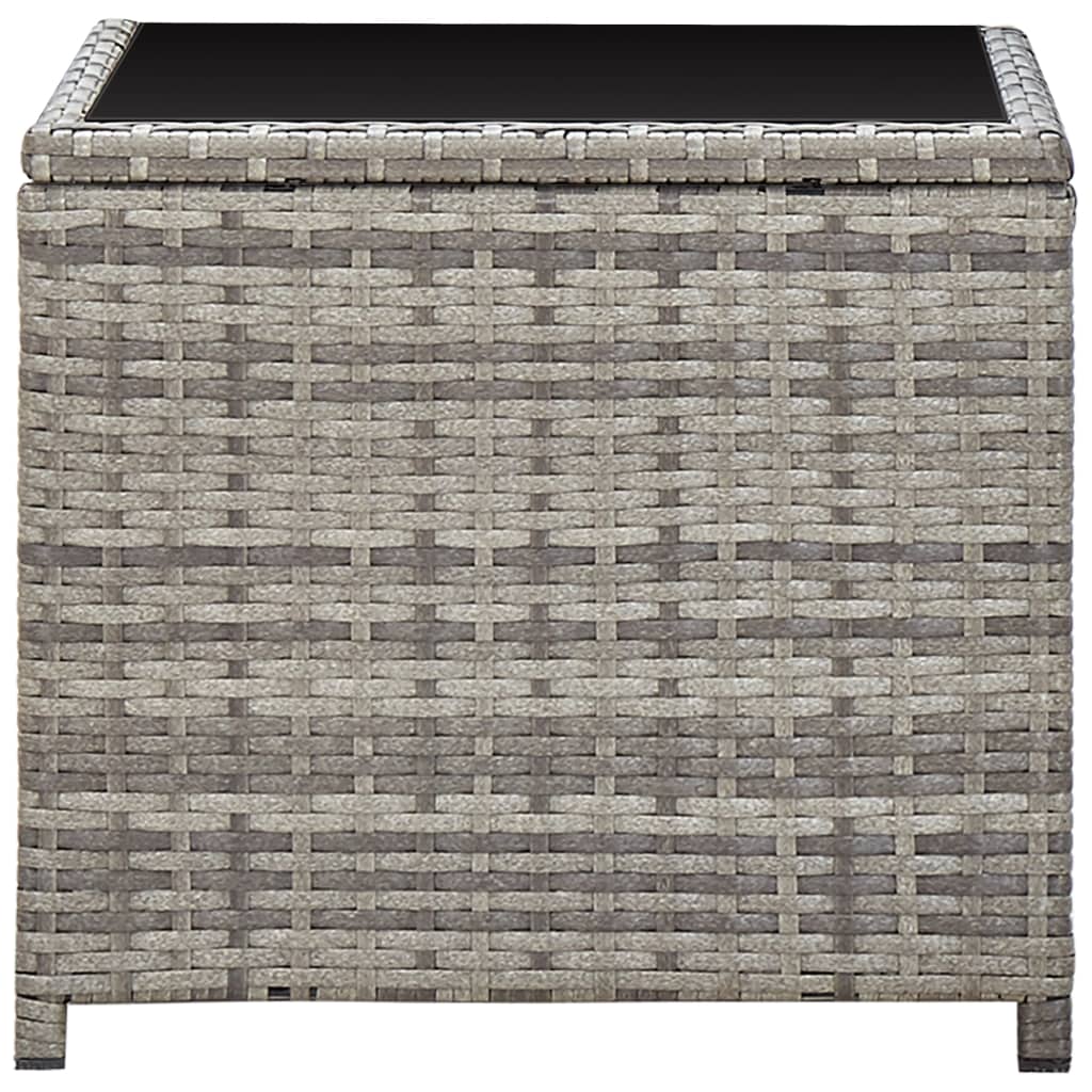 Tavolino da CaffÃ¨ Grigio 45x45x40 cm in Polyrattan e Vetro