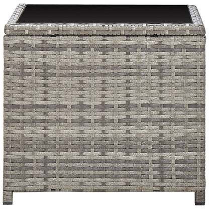 Tavolino da CaffÃ¨ Grigio 45x45x40 cm in Polyrattan e Vetro