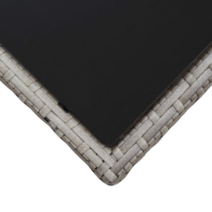 Tavolino da CaffÃ¨ Grigio 45x45x40 cm in Polyrattan e Vetro