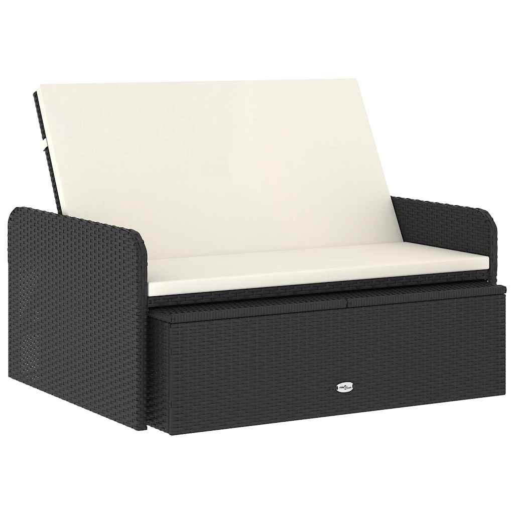 Set Divani da Giardino 2 pz con Cuscini in Polyrattan Nero