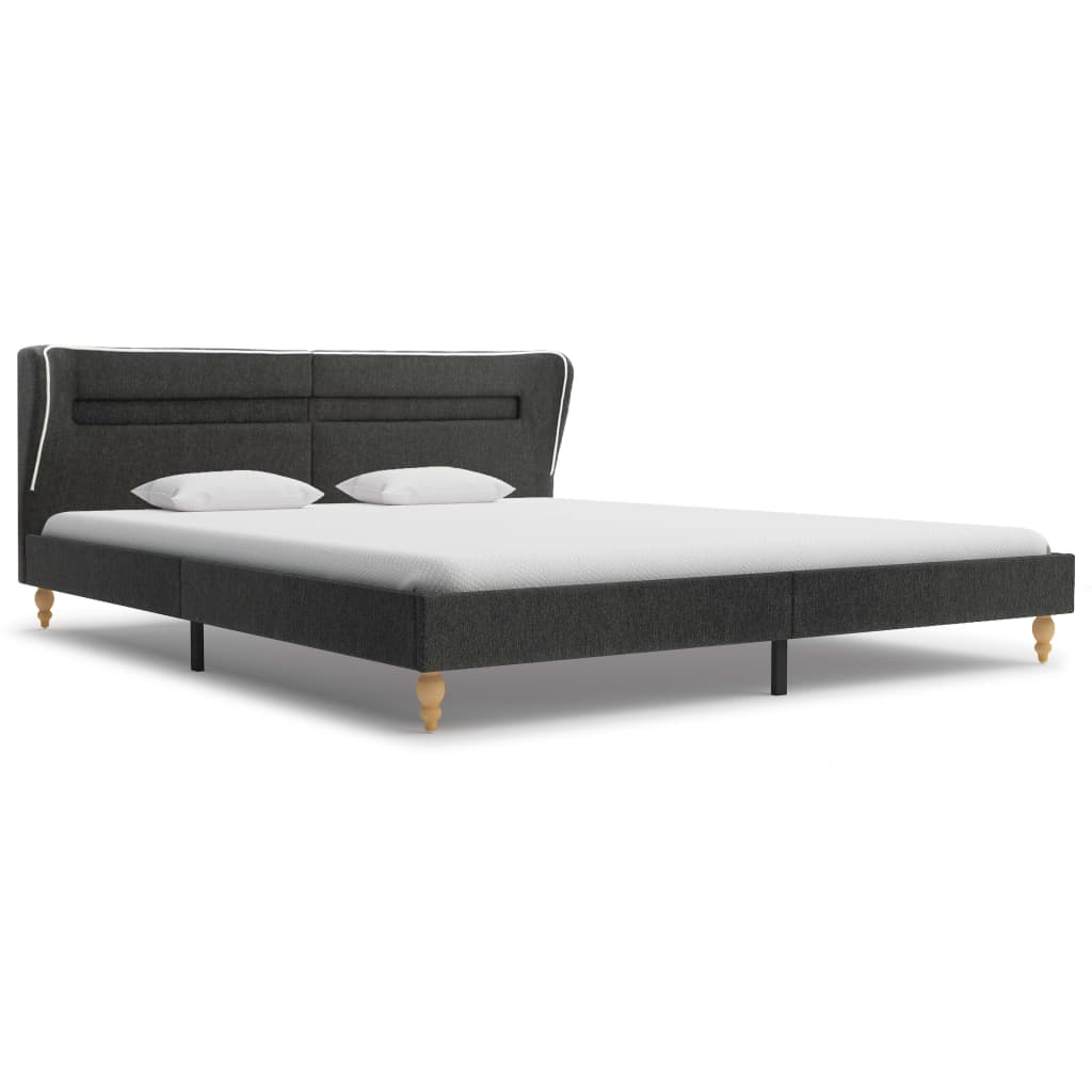 Letto con LED e Materasso Tela Ruvida Grigio Scuro 180x200cm