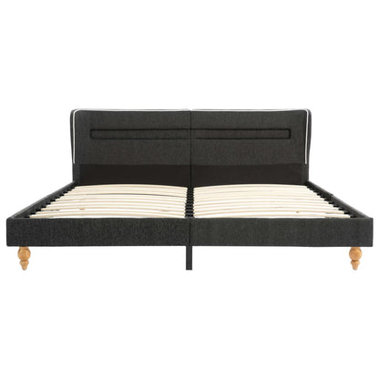 Letto con LED e Materasso Tela Ruvida Grigio Scuro 180x200cm