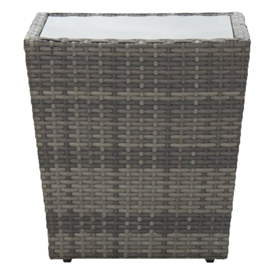 Tavolino Grigio 41,5x41,5x43 cm in Polyrattan e Vetro Temperato