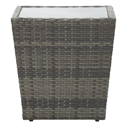 Tavolino Grigio 41,5x41,5x43 cm in Polyrattan e Vetro Temperato