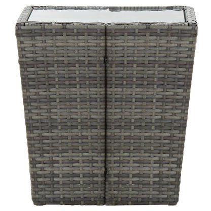Tavolino Grigio 41,5x41,5x43 cm in Polyrattan e Vetro Temperato