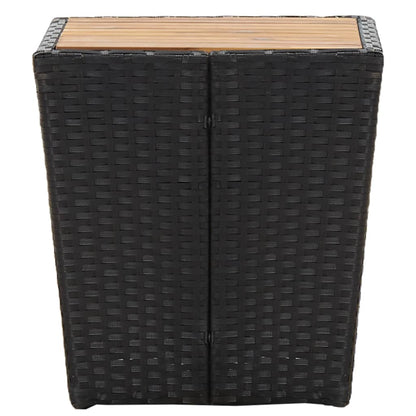 Tavolino Nero 41,5x41,5x43 cm in Polyrattan e Legno di Acacia