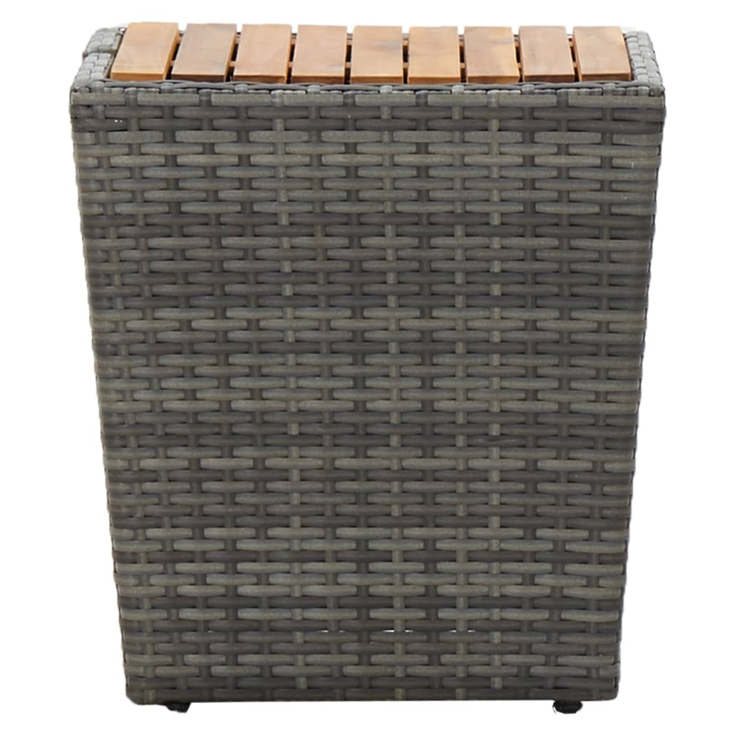 Tavolino Grigio 41,5x41,5x43 cm in Polyrattan e Legno di Acacia