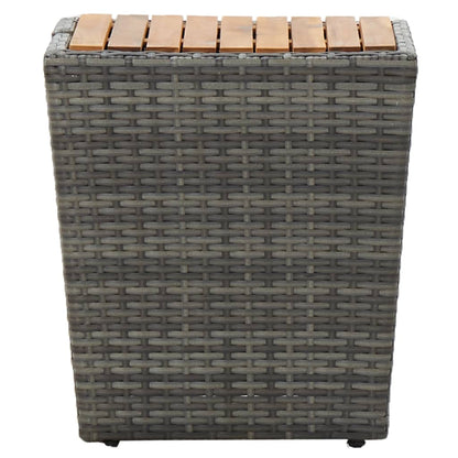 Tavolino Grigio 41,5x41,5x43 cm in Polyrattan e Legno di Acacia