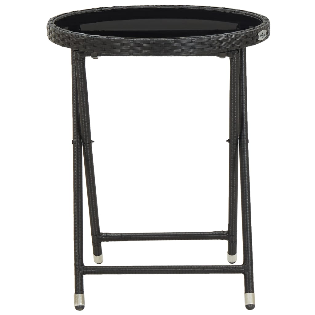 Tavolino da CaffÃ¨ Nero 60 cm in Polyrattan e Vetro Temperato