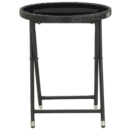 Tavolino da CaffÃ¨ Nero 60 cm in Polyrattan e Vetro Temperato