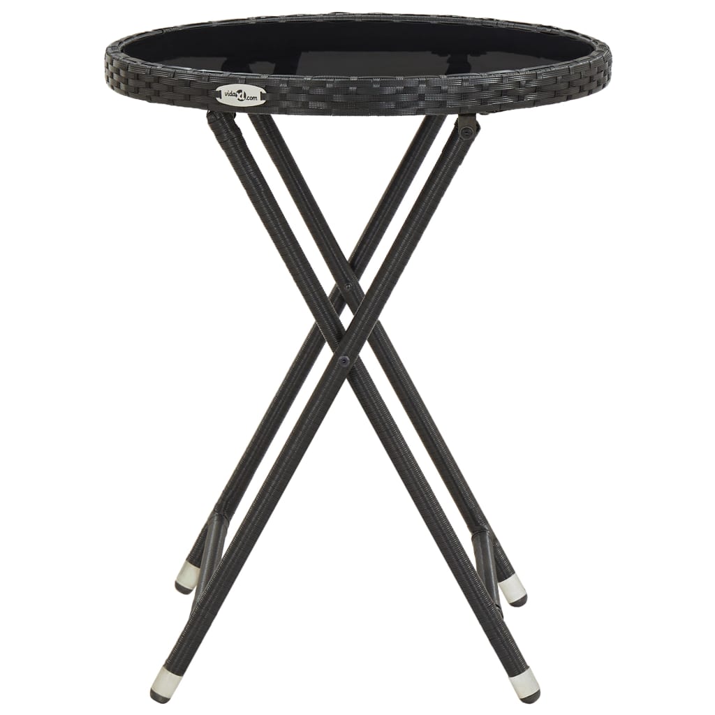 Tavolino da CaffÃ¨ Nero 60 cm in Polyrattan e Vetro Temperato
