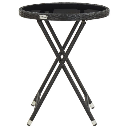 Tavolino da CaffÃ¨ Nero 60 cm in Polyrattan e Vetro Temperato