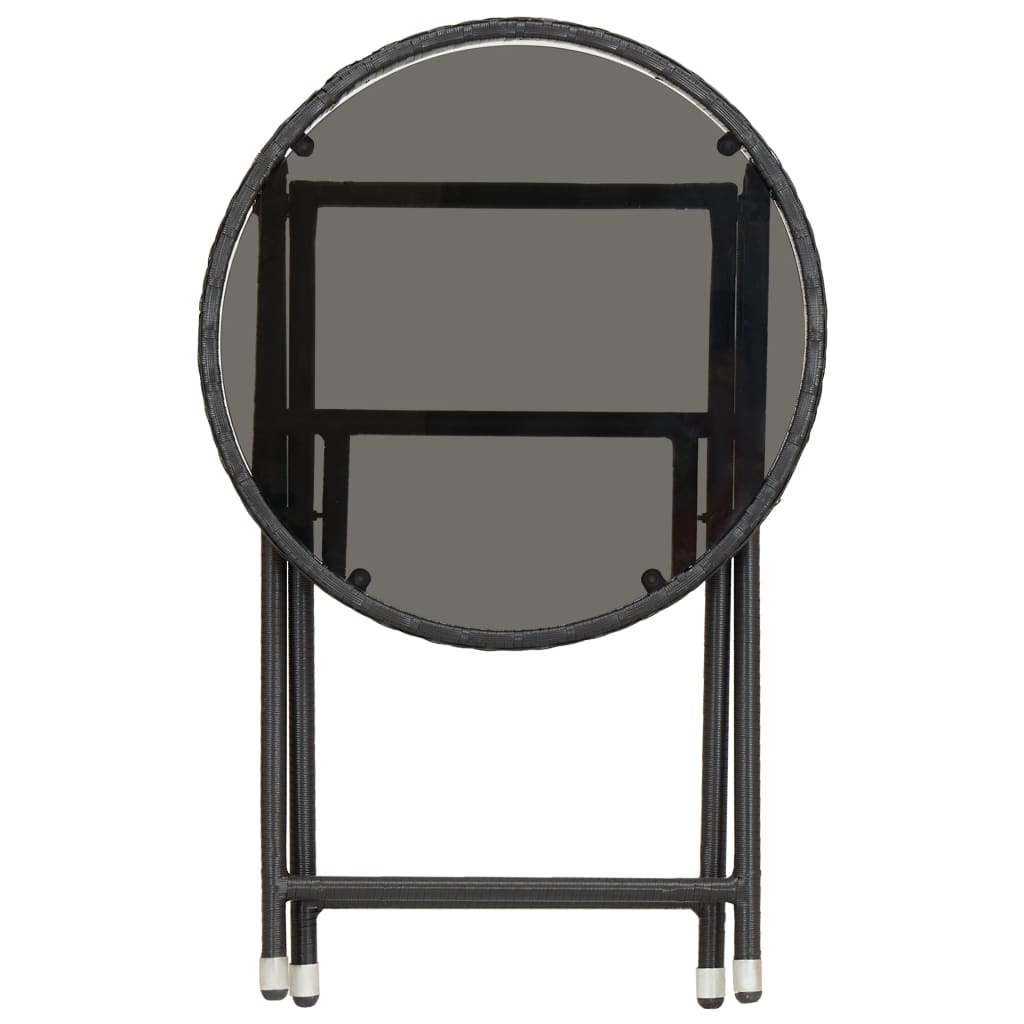 Tavolino da CaffÃ¨ Nero 60 cm in Polyrattan e Vetro Temperato