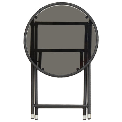 Tavolino da CaffÃ¨ Nero 60 cm in Polyrattan e Vetro Temperato