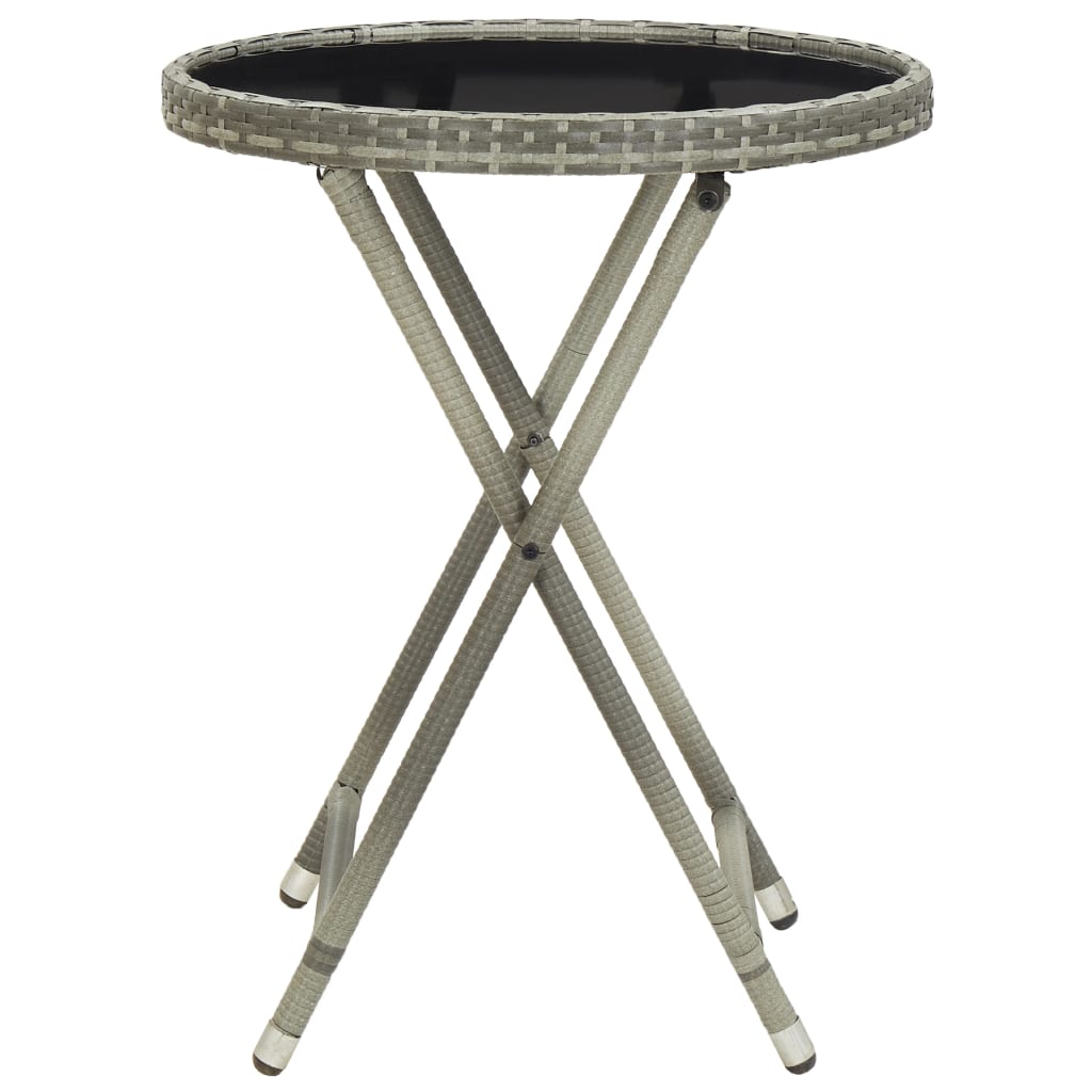 Tavolino da CaffÃ¨ Grigio 60 cm in Polyrattan e Vetro Temperato